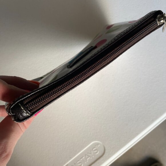 NEW Modella White Pink Brown Green Turquoise Polkadot Purse Makeup Bag Cosmetic - Picture 4 of 4